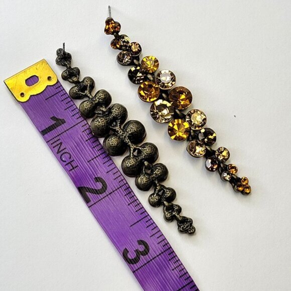 Yellow Crystal Drop Earrings Long Dangling Crystal Earrings - Picture 4 of 5